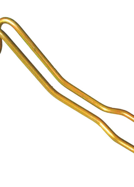 Introducing the Sparex Hydraulic Top Link Handle 310mm (Sparex Part No. S.39966), a robust metal double pipe clamp with a bent end and a bolt that secures two pipes together, featuring a fixing hole diameter suitable for John Deere equipment.