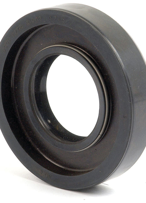 The Sparex Imperial Rotary Shaft Seal, measuring 1 3/4'' x 3 1/2'' x 3/4'', is a black rubber oil seal featuring a metal spring inside. It is designed for industrial machinery to prevent fluid leakage between moving parts and ensures precision and durability, making it ideal for Ford New Holland compatibility. (Sparex Part No. S.65681)