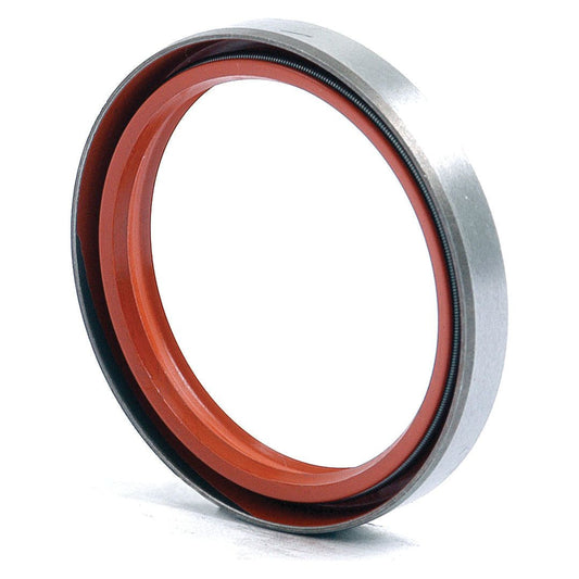 The Sparex Imperial Rotary Shaft Seal (Part No. S.41749), measuring 1 5/8" x 2" x 1/4", features a circular design with a silver exterior ring and a red inner lining, making it ideal for Massey Ferguson machinery or as a versatile addition to your Sparex collection.