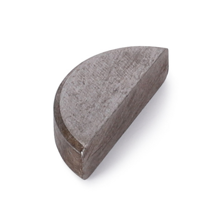 A semi-circular metallic half moon key, often used in mechanical assemblies for securing pulleys and gears to shafts, is displayed against a plain white background. This component, known as the Massey Ferguson - Key Pulley - 1691X from AGCO, is essential for ensuring reliable performance in Massey Ferguson tractor parts.