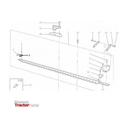 Massey Ferguson Knife Section Plain - 210987M1 | OEM | Massey Ferguson parts | Knife-Massey Ferguson-Combine,Farming Parts,Harvesting & Cutting,Knife,Knife Sections,Machinery Parts,Tools,Tractor Parts,Workshop