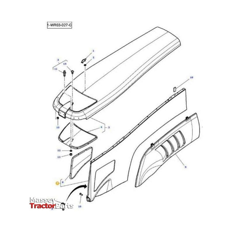 Massey Ferguson Left Hand Panel - 4284821M93 | OEM | Massey Ferguson parts | Cabin & Body Panels-Massey Ferguson-Cabin & Body Panels,Farming Parts,Panels,Tractor Body,Tractor Parts