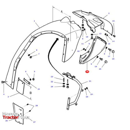 Massey Ferguson Left Hand Protection - ACW2075750 / 4278075M2 | OEM | Massey Ferguson parts | Tractor Body-Massey Ferguson-Cabin & Body Panels,Farming Parts,Fenders,Tractor Body,Tractor Parts