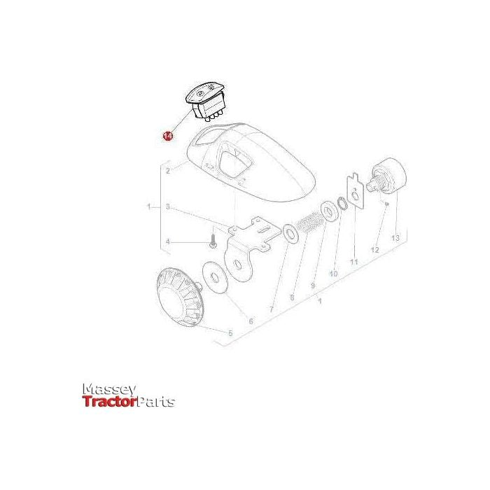Exploded diagram of the Massey Ferguson - Lift Switch - 3013524X91 from AGCO, showing various components and their assembly order, labeled with numbers. Suitable for both 4WD and 2WD Massey Ferguson models, this detailed guide ensures proper installation for optimal performance.
