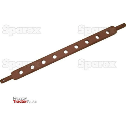 A brown metal Flat Drawbar (Cat. 2) with nine circular holes and a length of 942mm, branded "Sparex" and labeled "Massey Tractor Parts" in the bottom left corner.