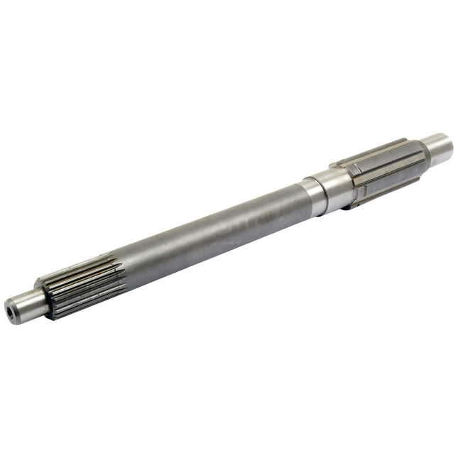 A metal cylindrical mainshaft, featuring splined ends and a smooth midsection, is commonly used in mechanical or automotive applications, including models like the Massey Ferguson 265 or Landini 5830. This precision component is available as the Sparex Main Shaft (Part No. S.43436).