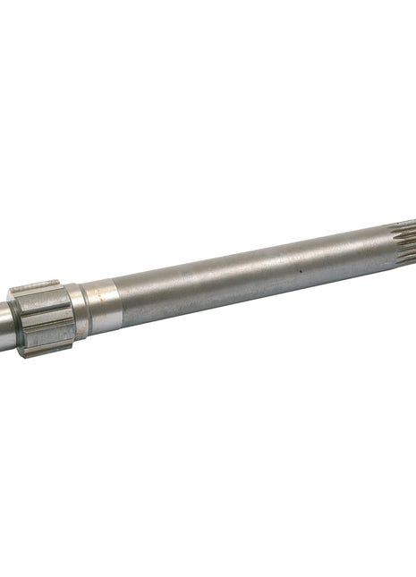 A Sparex Main Shaft (Sparex Part No.S.43437) featuring multiple grooves and a 21 spline threaded end, positioned horizontally on a white background, commonly used in Massey Ferguson machinery.