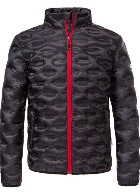 Stay warm and stylish with the AGCO Massey Ferguson Men's Quilted Jacket (X993312107), a lightweight polyester jacket that boasts a sporty look, complete with a stand-up collar, red zipper, and logo on the left sleeve.