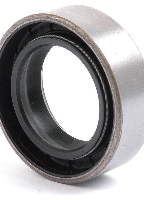 A metallic sealing ring with an inner black rubber-like material, commonly used in machinery to prevent fluid leakage, is pictured against a plain white background. This Metric Rotary Shaft Seal (37.5 x 60 x 20mm), known as Sparex Part No.S.65671, is essential for Ford / New Holland equipment maintenance.