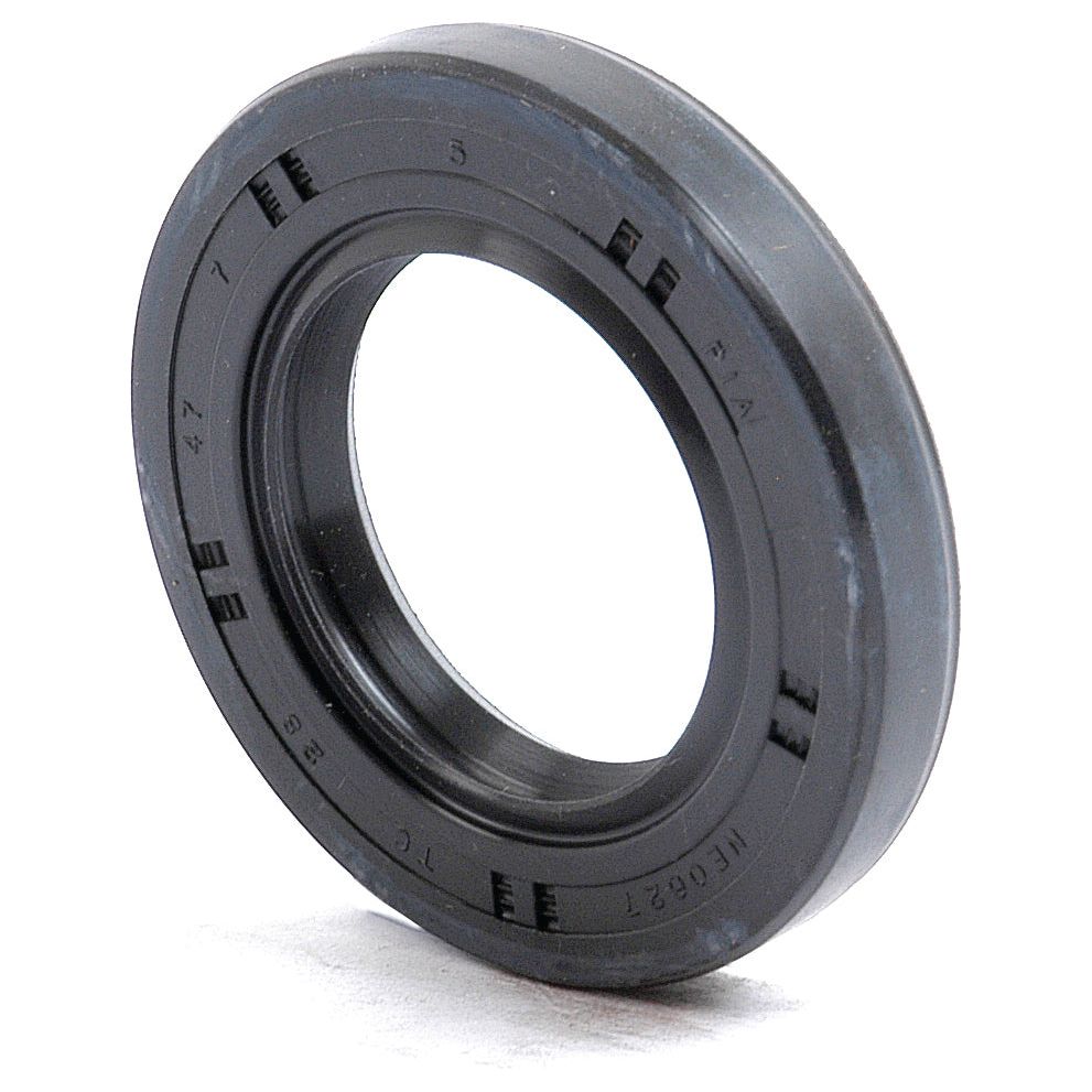 Image of a black rubber Metric Rotary Shaft Seal, 50 x 80 x 12mm Double Lip, Sparex Part No. S.50387, with markings on its surface, standing upright on a white background.