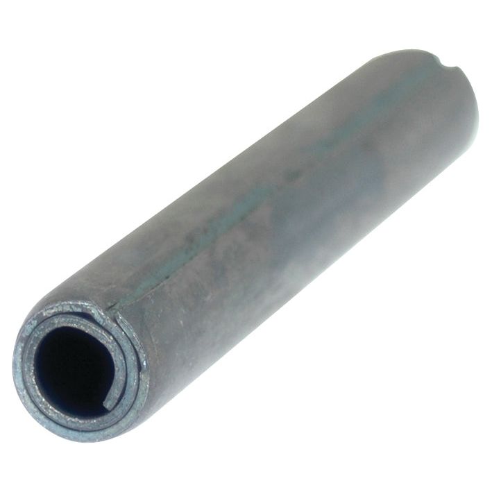 A Metric Spirol Pin Ø6 x 30mm (DIN 7343), Sparex Part No. S.2777, with a slit along its length, shown against a plain white background, featuring Sparex's Total Shear Strength for enhanced durability in Massey Ferguson machinery.