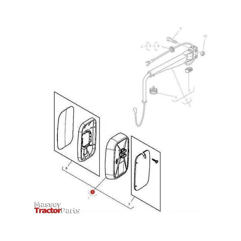 Massey Ferguson Mirror Heated External - 4289853M91 | OEM | Massey Ferguson parts | Mirrors-Massey Ferguson-Cabin & Body Panels,Farming Parts,Mirrors,Mirrors & Arms,Tractor Parts