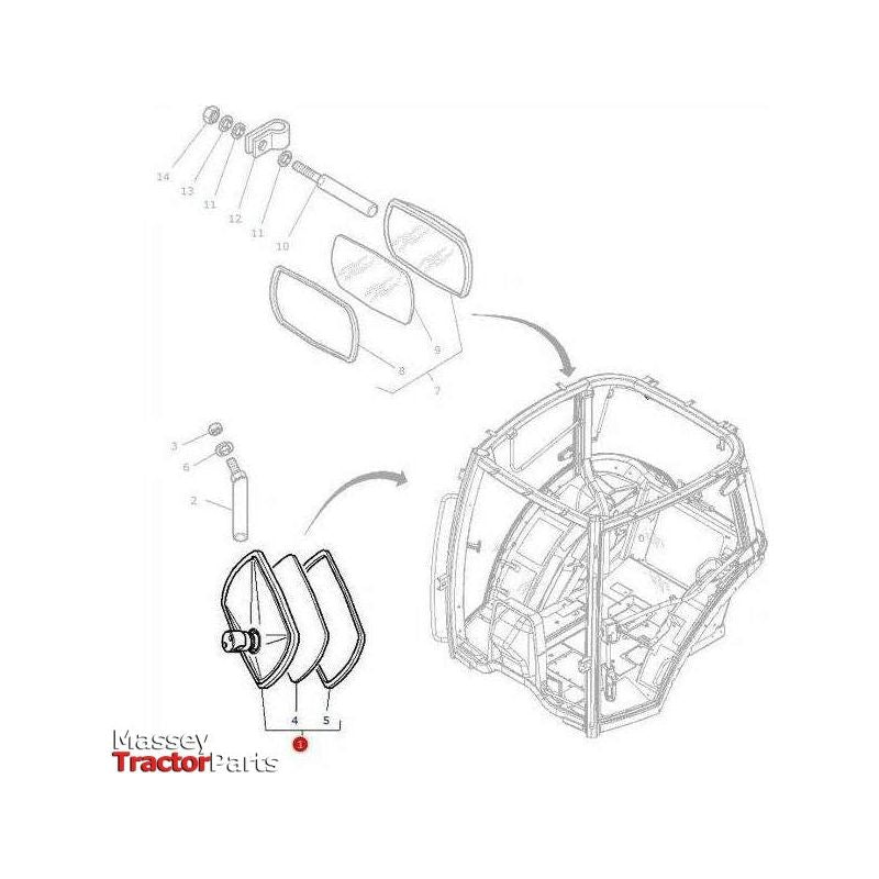 Massey Ferguson Mirror Internal - 3806618M91 | OEM | Massey Ferguson parts | Mirrors-Massey Ferguson-Cabin & Body Panels,Farming Parts,Mirrors,Mirrors & Arms,Tractor Parts