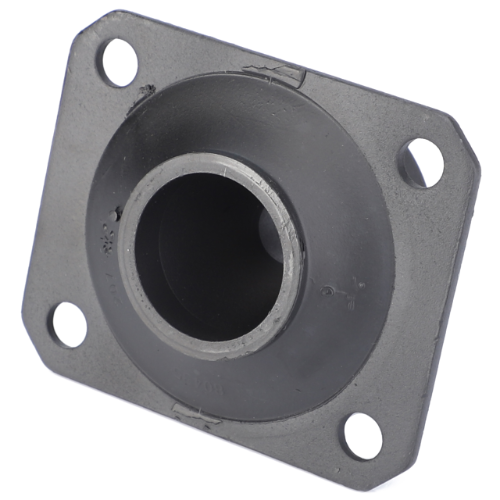 A metal flange with a central cylindrical opening and four corner mounting holes, perfect for use in Massey Ferguson tractor parts, specifically the AGCO's Massey Ferguson - Mounting - 3712693M1.