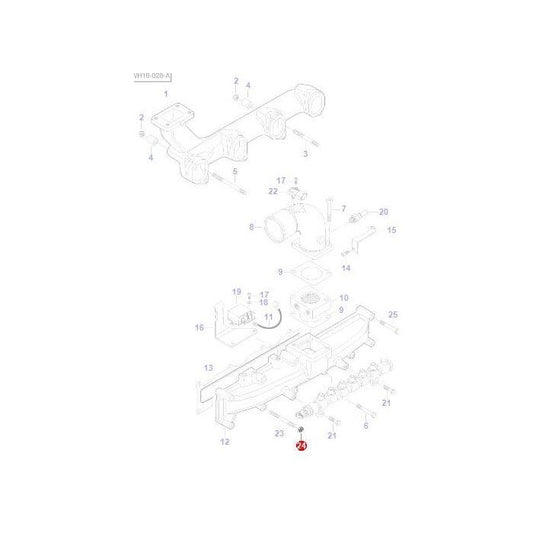 Nut Exhaust Manifold - V504800800 - Massey Tractor Parts