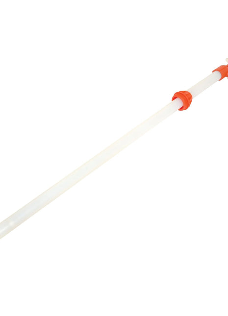 The Sparex Nylon Self Priming Chemical Lift Pump - S.25458 is a white, hand-operated siphon pump with a long tube and a red connector near the top, making it ideal for transferring AdBlue antifreeze.