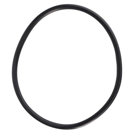 A single black rubber O-ring, specifically the Massey Ferguson - O Ring Thermostat Housing - 4222848M1 by AGCO, sits on a white background.