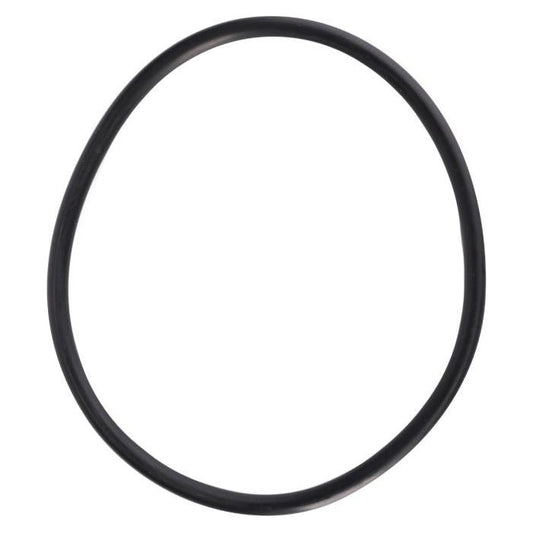 A single black rubber O-ring, specifically the Massey Ferguson - O Ring Thermostat Housing - 4222848M1 by AGCO, sits on a white background.
