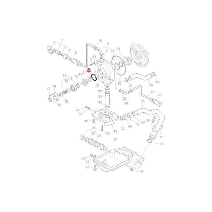 Exploded view of a mechanical assembly from a Massey Ferguson tractor, featuring numbered parts such as gears, bolts, tubes, and the AGCO Massey Ferguson O Ring Wet Clutch (part number 70924187).