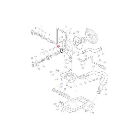 Exploded view of a mechanical assembly from a Massey Ferguson tractor, featuring numbered parts such as gears, bolts, tubes, and the AGCO Massey Ferguson O Ring Wet Clutch (part number 70924187).