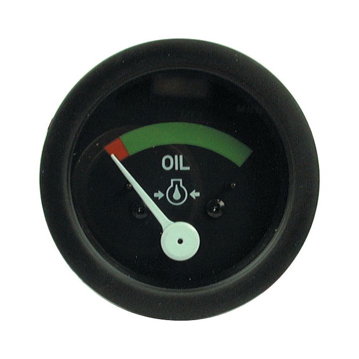 A Sparex Oil Pressure Gauge (Sparex Part No. S.61171) designed for all Ford / New Holland 4-cylinder types from 1953 to 1964. The round gauge features a needle in the red zone on the left, indicating low oil pressure, with markings in green and red along with the word "OIL" and a thermometer icon in the center.