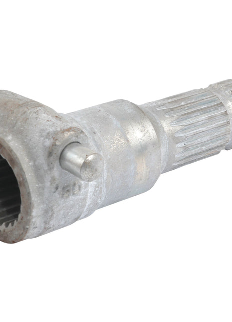 The Sparex PTO Adaptor (S.15907) features a heavy-duty metal gear shaft with splines and a cylindrical, grooved end, designed for use in various mechanical assemblies such as PTO adapters.