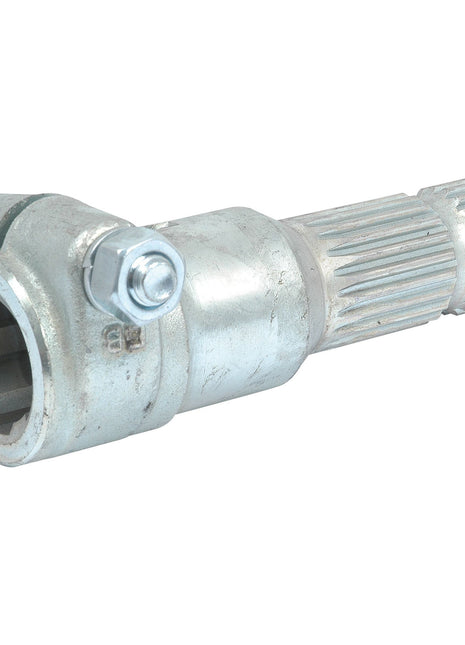 Close-up of the Sparex PTO Adaptor (S.15904), showcasing its heavy-duty design with a threaded clamp bolt and a cylindrical, ribbed section.