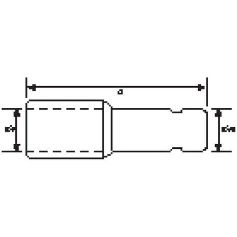 Technical drawing of a PTO Adaptor - Female spline 1 3/8'' - 6 x Male spline 1 3/8'' - 6 with Sparex Part No.S.255. The drawing indicates dimensions and features a wider section with dashed lines, resembling the adapter's female end, and a narrower elongated section representing the male end of the adapter.