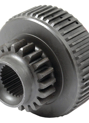 The PTO Clutch Hub (Sparex Part No. S.65969) from Sparex features an interlocking cogwheel design with evenly spaced teeth, resembling a component from Ford New Holland machinery. It seems to be an essential industrial or mechanical part.