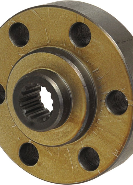 A PTO Drive Hub from Sparex, known as Sparex Part No. S.65352, featuring a brass-colored surface and multiple holes arranged in a circular pattern, is designed for use with a P.T.O. Drive.