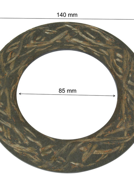 A circular object with intricate designs, the 140mm Sparex S.6677 PTO Friction Disc features an 85mm inner diameter.