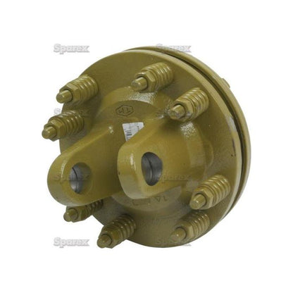 Image of a yellow mechanical part with multiple bolts and two eyeholes, identified as the PTO Friction Clutch (U/J Size: 30.2 x 106.5mm) Size: 1 3/8''-6 Spline - S.6739, displaying the brand name "Sparex." It's designed to fit seamlessly with the German Series, ensuring reliability and precision in machinery or heavy equipment.