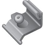 A 3D-rendered image of the PTO GREASE NIPPLE LOCK (Sparex Part No.S.56509), a small, metallic, U-shaped bracket featuring a rounded nipple lock protrusion in the center and two raised edges on opposite sides, by Sparex.