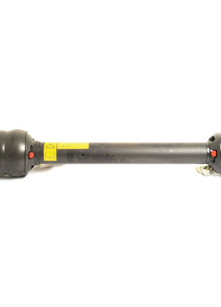 A Sparex PTO Guard - Easylock - Wide Angle driveline shaft, size large with a length of 1010mm, comes in black with yellow warning labels, ribbed ends, and a protective cover. This product (Sparex Part No.S.20233) features an Easy-Lock system for optimal security and is presented against a white background.