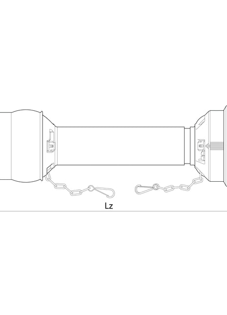 The technical drawing of the PTO Guard - Easylock - Wide Angle, featuring Sparex Part No. S.20232, shows two ends connected by a central tube labeled "Lz" with a length of 1010mm. The coupler assembly includes chains on either side and an Easylock mechanism for secure attachment.