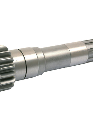 The Sparex PTO Input Shaft - S.40774 is a metal gear shaft featuring multiple grooves and a toothed gear on one end, designed with precision splines to enhance performance in mechanical machinery.