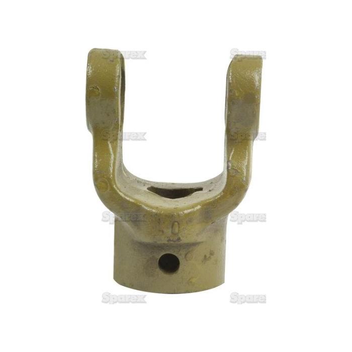 The Sparex PTO Yoke - Keyed Yoke (U/J Size: 27 x 74.5mm) with Bore Ø25mm and Key Size 8mm (Sparex Part No. S.6554) is a metallic yoke with two prongs, typically used in mechanical systems, ensuring durable and reliable connections.