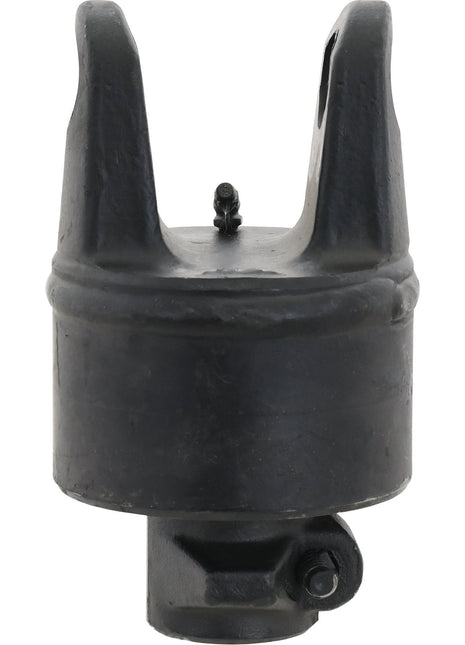 A close-up view of the Sparex PTO Over-Running Clutch (U/J Size: 27 x 74.5mm, Size: 1 3/8''-6 Spline - S.6045), a black metal automotive part with a cylindrical shape and forked end, reminiscent of the precision found in the German Series.