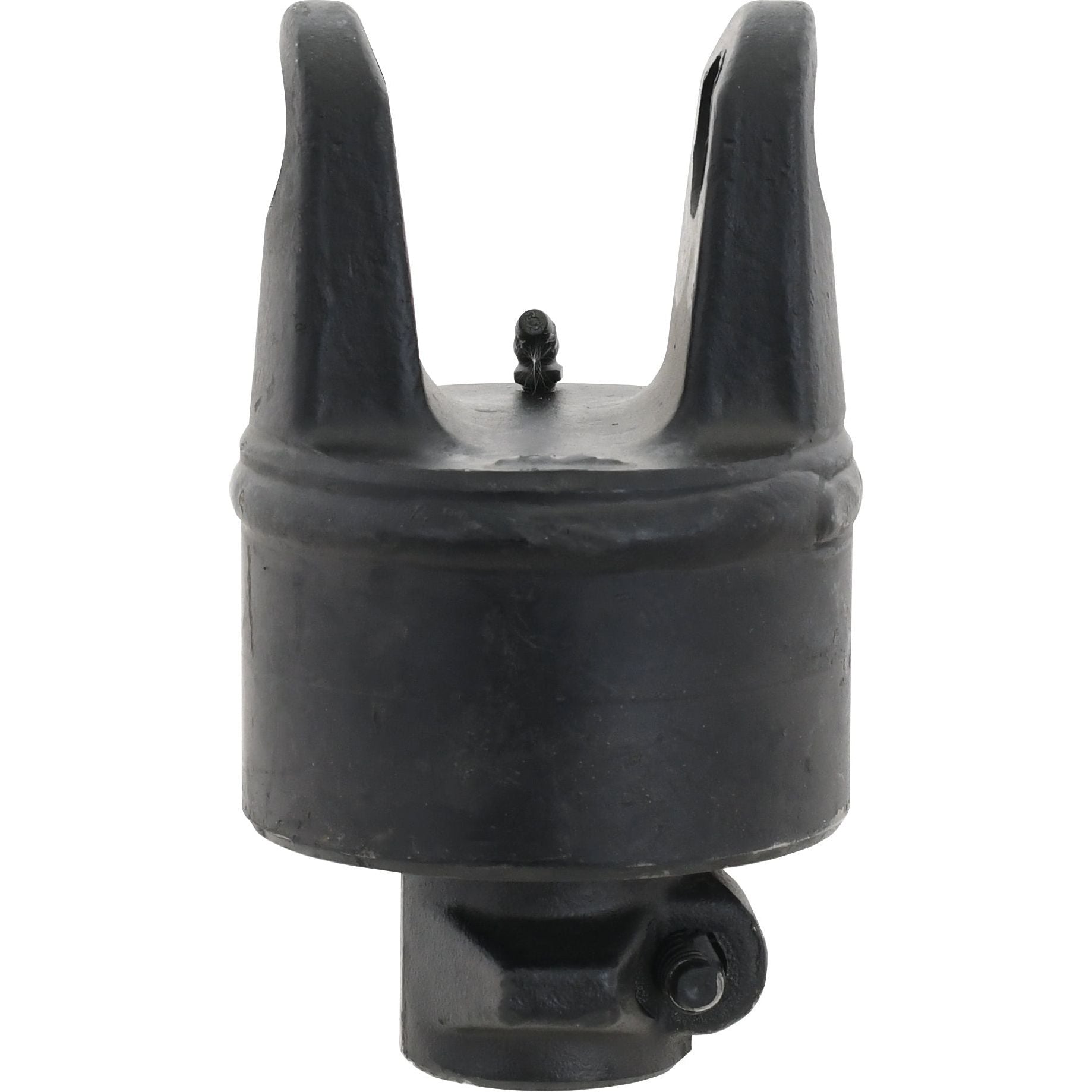 A close-up view of the Sparex PTO Over-Running Clutch (U/J Size: 27 x 74.5mm, Size: 1 3/8''-6 Spline - S.6045), a black metal automotive part with a cylindrical shape and forked end, reminiscent of the precision found in the German Series.