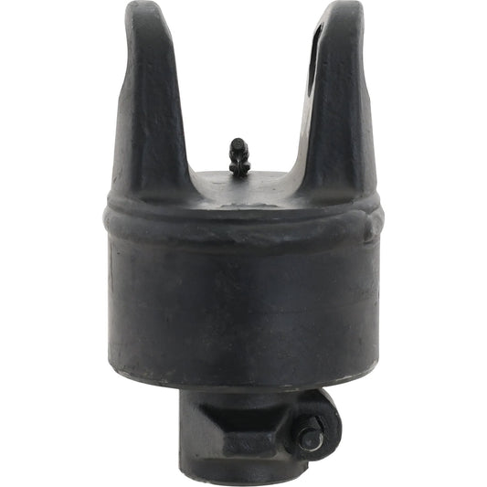 A close-up view of the Sparex PTO Over-Running Clutch (U/J Size: 27 x 74.5mm, Size: 1 3/8''-6 Spline - S.6045), a black metal automotive part with a cylindrical shape and forked end, reminiscent of the precision found in the German Series.