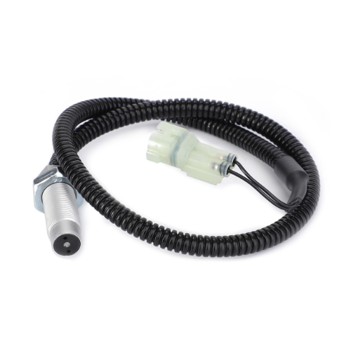 An image shows the AGCO Massey Ferguson PTO Sensor - 3808071M93, featuring a connector on one end and a sensor on the other, coiled in a loop—ideal for use with the 4300 Series equipment.