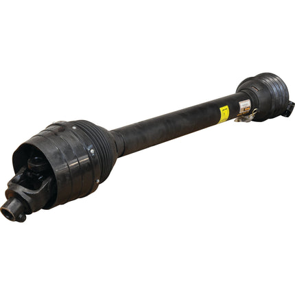 The Sparex PTO Shaft - EUCV Wide Angle - One End, featuring a length of 1010mm and equipped with 1 3/8'' x 6 Spline connections (80° W.A. to Q.R.), includes protective coverings at both ends and is specifically designed for transferring torque in vehicles or machinery, making it ideal for PTO Series applications. This product is identified by Sparex Part No. S.119795.