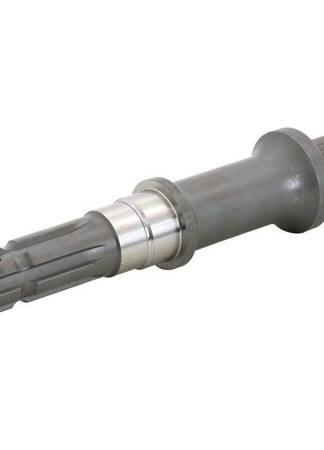 The PTO Shaft - S.16039 by Sparex is a metallic component featuring multiple grooves and a smooth cylindrical section in the middle, rotating at 540 RPM, ideal for mechanical or automotive applications.