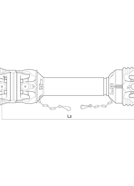 Technical drawing of the Weasler PTO Shaft - WWCV Wide Angle from the Sparex brand, illustrating various interconnected components such as clamps, fasteners, and a chain. The labels and dimensions for the one side 1 3/8'' x 6 Spline 80° W.A. to 1 3/8'' x 6 Spline Q.R., with an (Lz) length of 1010mm, are marked. This corresponds to Sparex Part No.S.138094.