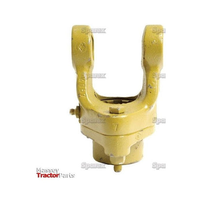 A PTO Shearbolt Clutch (U/J Size: 27 x 74.5mm), branded "Sparex," in a yellow yoke design to fit the German Series AW21/W2300, size 1 3/8''-6 Spline - S.6157, from Massey Tractor Parts.