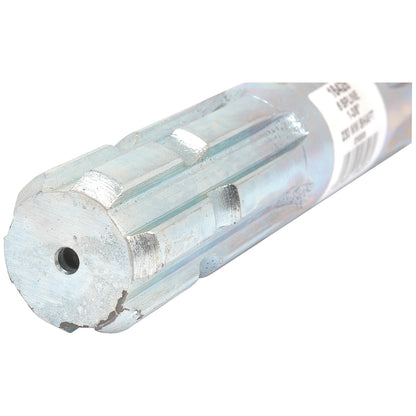 Close-up image of the Sparex PTO Splined Shaft - Both Ends - 1 3/8'' - 6 Spline x 1 3/8'' - 6 Spline, measuring 230mm in length (Sparex Part No. S.16428), featuring a cylindrical metal form with a hexagonal end and a small hole in the center.