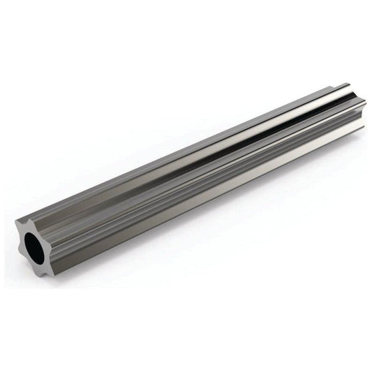 A silver, metal PTO Tube - Star Profile with a hollow center, from Sparex, lying horizontally on a white background. The tube is 1 meter in length and has the model number S.24820.