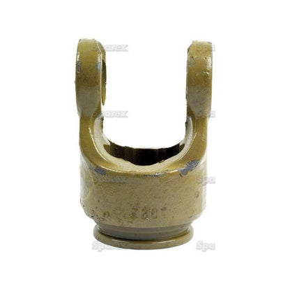Close-up image of a beige PTO Tube Yoke (U/J Size: 34 x 90mm) with a Star profile, size 61 x 47 x 4.5mm, typically used in mechanical or automotive applications, specifically within the Sparex PTO Series. | Sparex Part No.S.6023