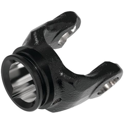 A Sparex PTO Tube Yoke (Sparex Part No. S.117832) in black metal features a universal joint yoke with a cylindrical opening and two prongs, compatible with the Weasler PTO Series. This component, sized at 32 x 76mm, has a lemon profile measuring 49 x 39.5 x 4.5mm, referenced as 1b.

