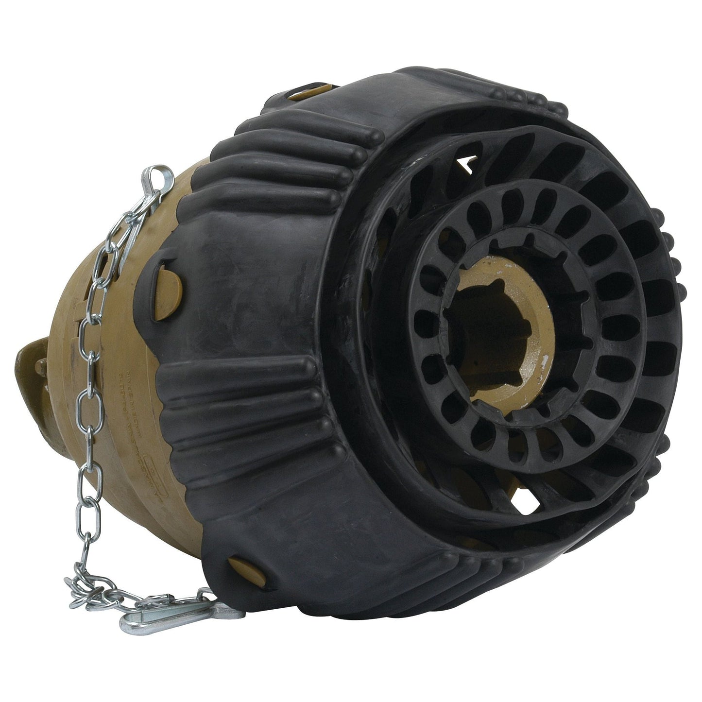 A close-up of a large industrial PTO Wide Angle Joint, featuring a chain for connecting heavy machinery parts in the AW36/W2580 Series, with U/J Size: 36 x 89 & 32 x 106mm and Ref: S4GA. | Sparex Part No.S.10591 from Sparex.
